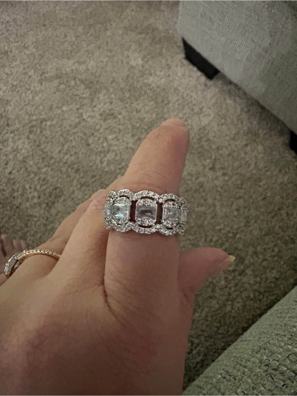 Silver-Tone Cubic Zirconia Fashion Band